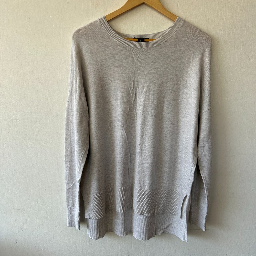 Studio‎ Park Heart Sleeve Sweater Womens Large Knit Pullover Gray Cozy